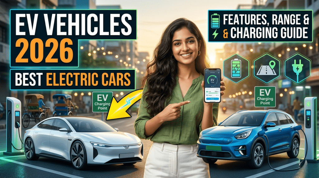 EV Vehicles 2026 - Best Electric Cars, Features, Range & Charging Guide